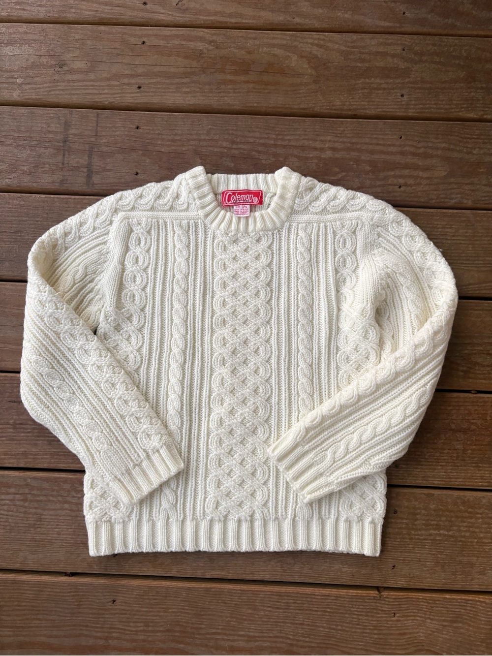 Coleman Ivory Cable Knit Crewneck Sweater